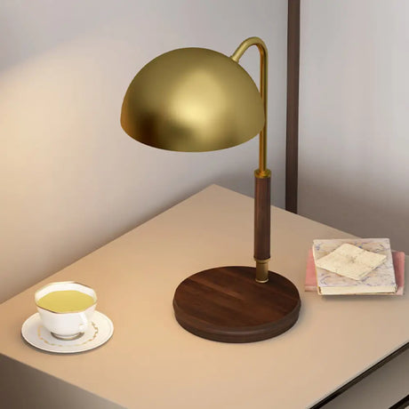 Aubrey - Bronze Metal Dome Shade Table Lighting Simple 1 Head Brown Finish Night Lamp With Curvy