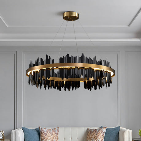 Noir Brilliance - Contemporary Black Led Chandelier Light