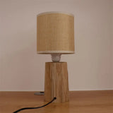 Azmidiske - Classic Style Cylinder Bedroom Night Light With Fabric Shade 1 Wood