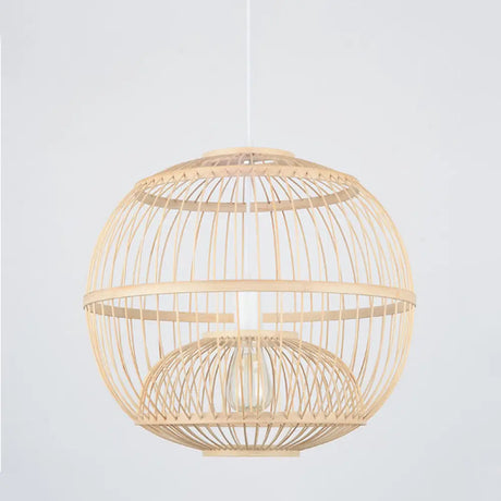 Bamboo Globe Pendant Light Fixture - 14/16 Dia 1 Modern Style Beige Ideal For Dining Rooms / 14