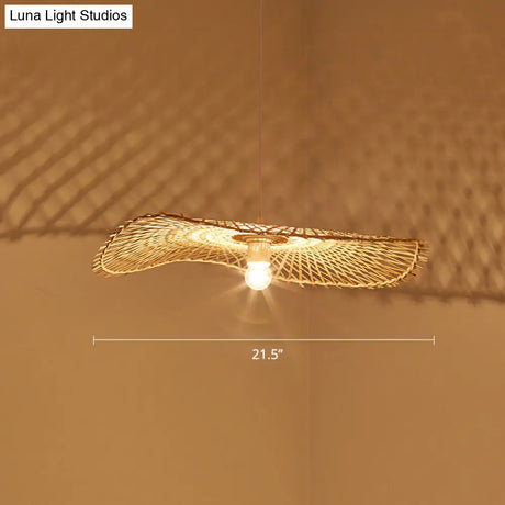 Bamboo Leaf Suspension Ceiling Light - Minimalist Wood Pendant