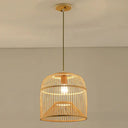 Bamboo Single Pendant Light: Geometric Shape Asian Design For Guest Room Wood / B