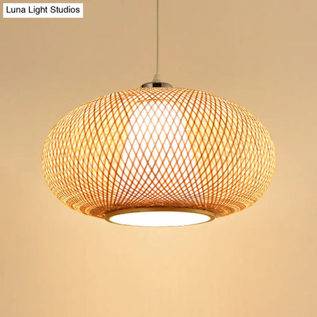 Bamboo Suspension Lighting: Minimalist Drum Pendant Ceiling Light