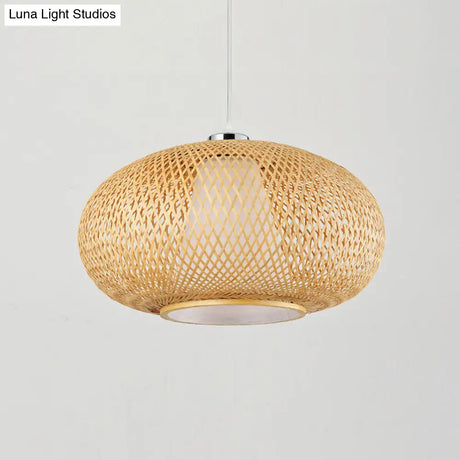 Bamboo Suspension Lighting: Minimalist Drum Pendant Ceiling Light