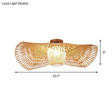 Bamboo Weave Clothing Store Ceiling Light Fixture - Modern & Stylish Floppy Hat Design 1 - Light
