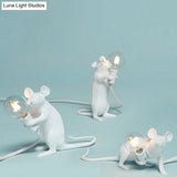 Bare Bulb Table Light: Resin 1-Light Mouse Base Night Lamp For Bedroom Decor