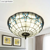 Baroque 3 - Head Cut Glass Clear/Textured White Flushmount Ceiling Light