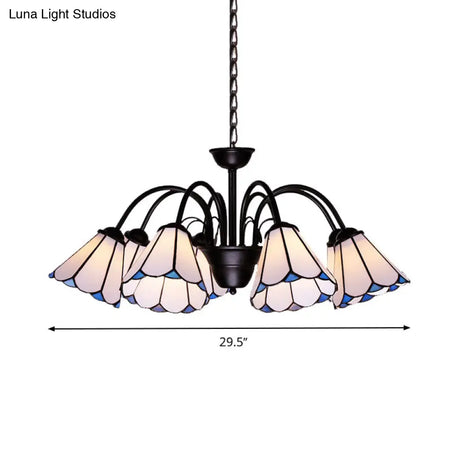 Baroque Black Cut Glass Conical Chandelier Ceiling Pendant Light - 6/8 Lights For Living Room