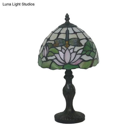 Baroque Cut Glass Night Table Lamp With Baluster Red/Pink Lighting For Bedroom