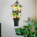 Baroque Stained Glass Wall Sconce With Flower Decoration - Clear/Blue Light Clear