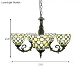 Beaded Glass Metal Chandelier - Traditional Hanging Light For Living Room Beige/Orange