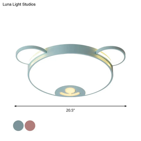 Bear Acrylic Ceiling Lamp: Cartoon Pink/Blue Led Flush Mount Light Fixture (16.5’/20.5’ Width)
