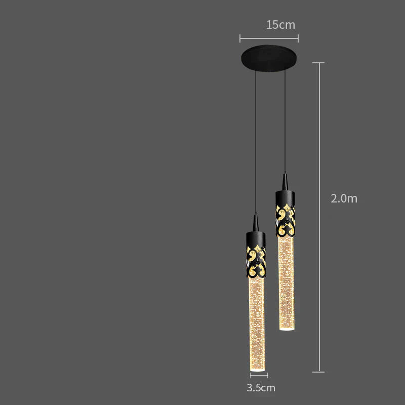 Bedside Chandelier Simple Creative Luxury Crystal Single Head Two Tv Background Wall Black / B-2