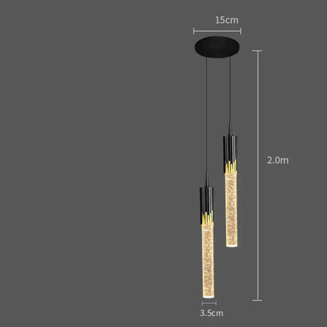 Bedside Chandelier Simple Creative Luxury Crystal Single Head Two Tv Background Wall Black / A-2