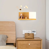 Beige Wall Lamp With Modern Cube Shade - Bedroom Sconce Light Wood / Right