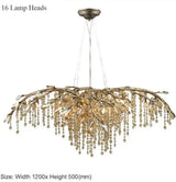 Bianca Vintage Brass Branch Crystal Chandelier for Living Room & Staircase D120xH50cm / Silver metal body / 3 color
