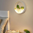 Big O Acrylic Sconce Light With Lovely Faux Succulent & Stone For Living Room Bedroom White / 8