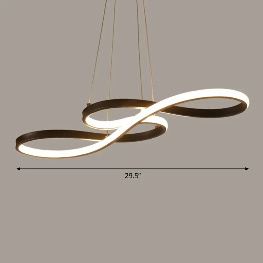 Black Acrylic Art Deco Led Chandelier: Musical Note-Inspired Suspension Light For Dining Room /