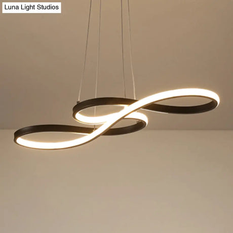 Black Acrylic Art Deco Led Chandelier: Musical Note-Inspired Suspension Light For Dining Room