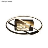 Black Acrylic Led Flushmount Ceiling Light With Modern Ring And Square Design