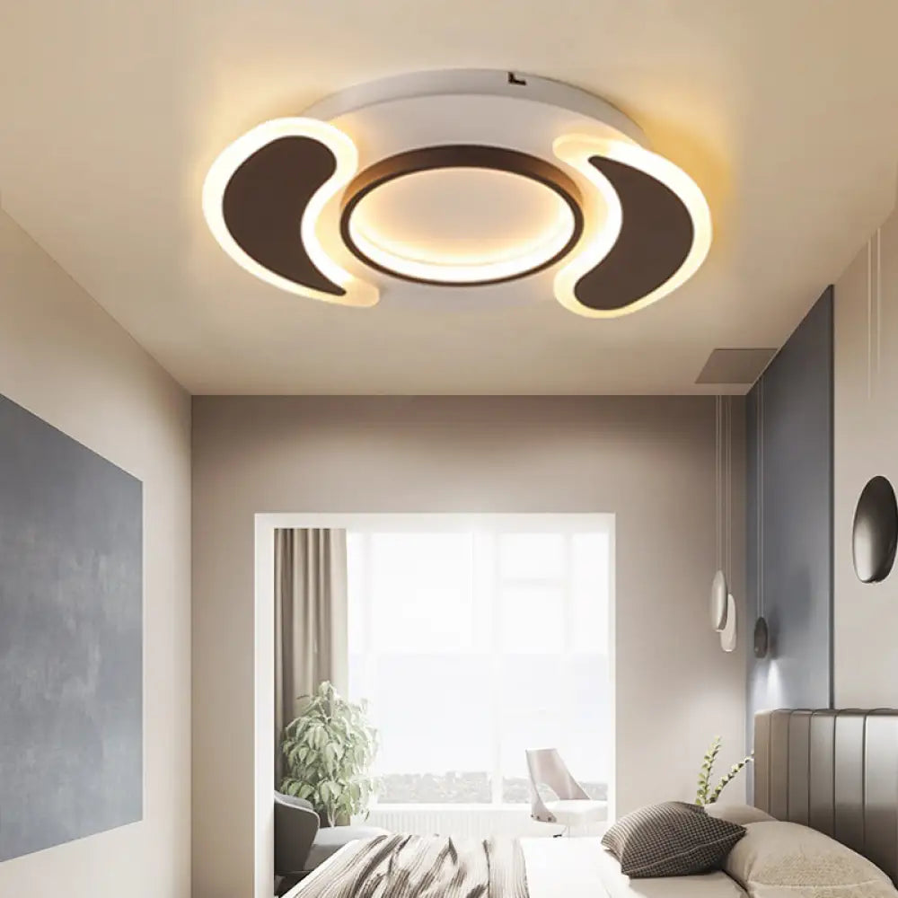 Black Acrylic Teardrop Flush Ceiling Light For Dining Room - Contemporary Led Lamp / 17’ Warm