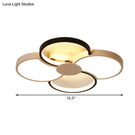 Black And White Led Flower Ceiling Light With Acrylic Shade In 3 Options 16.5’-23.5’ Wide For