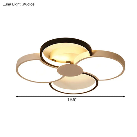 Black And White Led Flower Ceiling Light With Acrylic Shade In 3 Options 16.5’-23.5’ Wide For