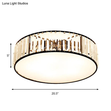 Black/Bronze Drum Flush Mount Crystal Ceiling Light - Elegant 3/4/5-Light Lamp For Bedroom
