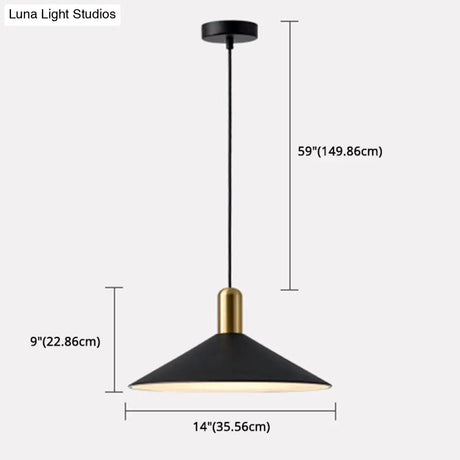 Black Cone-Shaped Retro Pendant Light - Metal Hanging Fixture