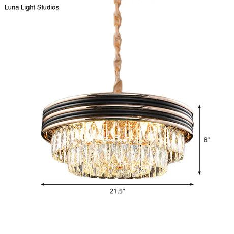 Black Crystal Chandelier Pendant - Modern 9/11-Head Drop Lamp For Table 18’/21.5’ W