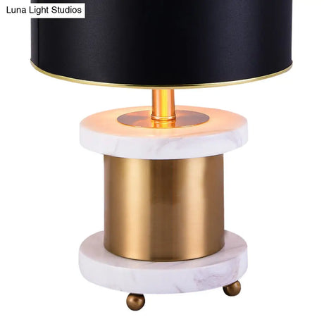 Black Drum Shaped Bedroom Reading Light - 1-Light Fabric Task Lighting Traditional Style