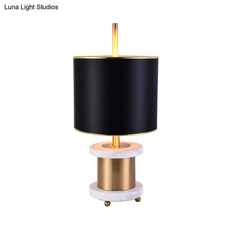 Black Drum Shaped Bedroom Reading Light - 1-Light Fabric Task Lighting Traditional Style