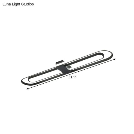 Black Dual Rectangle Led Flush Ceiling Light Modern Metallic Mount Fixture 16’/23.5’/31.5’