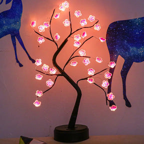 Black Floral Battery Table Lamp: Modern Led Nightstand Lighting For Bedroom /