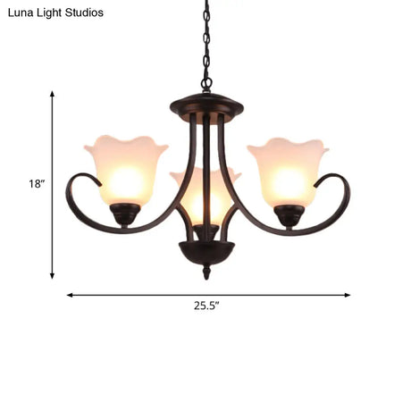 Black Frosted Glass Chandelier - Traditional Bell Design Ideal For Living Room Multiple Bulb Options