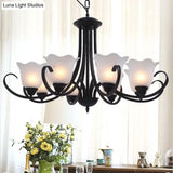 Black Frosted Glass Chandelier - Traditional Bell Design Ideal For Living Room Multiple Bulb Options