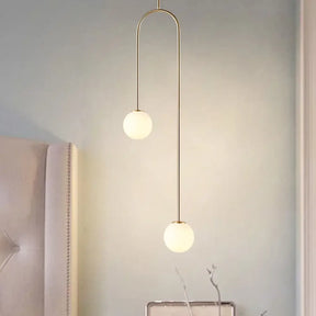 Black/Gold Ball Cluster Pendant Post-Modernist 2 Lights White Glass Led Ceiling Light Fixture With