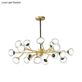 Black/Gold Bough Ceiling Chandelier - Postmodern Metal Hanging Light Kit With Milky Glass Shade