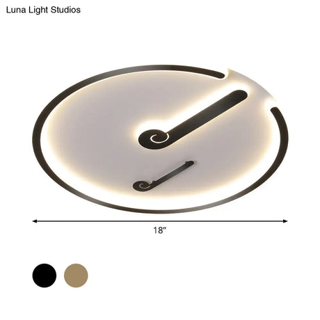 Black/Gold Led Acrylic Shade Ceiling Light For Bedroom - Flushmount Circle Fixture With Warm/White