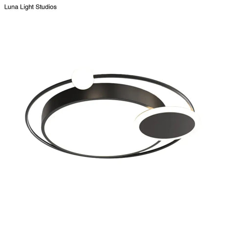 Black/Gold Led Ceiling Light Fixture For Bedroom In Warm/White - Round Flush Mount Acrylic