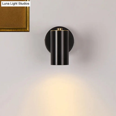 Black/Gold Metallic Tube Wall Sconce With Led Light For Bedside