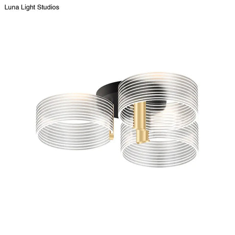 Black - Gold Round Semi Flush Ceiling Mount Light Fixture - Simple And Elegant With 2/3/5 Lights