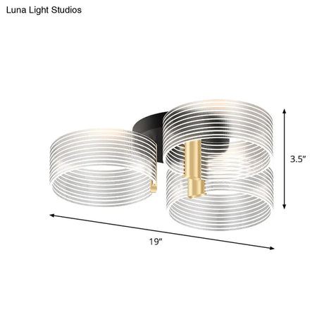 Black - Gold Round Semi Flush Ceiling Mount Light Fixture - Simple And Elegant With 2/3/5 Lights