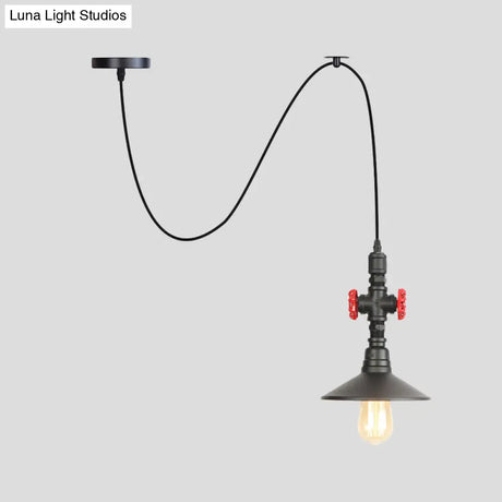 Black Iron Vintage Down Lighting Pendant With 1 Bulb - Perfect For Coffee Shops