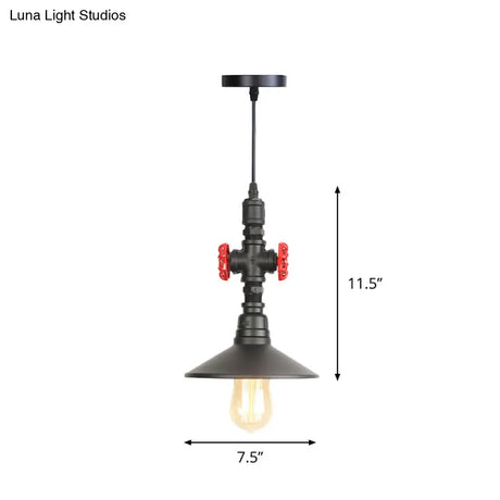 Black Iron Vintage Down Lighting Pendant With 1 Bulb - Perfect For Coffee Shops