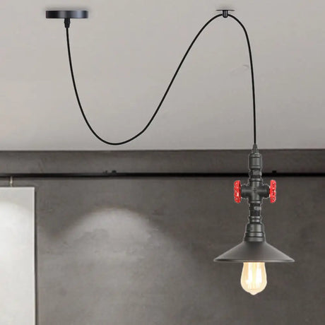 Black Iron Vintage Down Lighting Pendant With 1 Bulb - Perfect For Coffee Shops / B