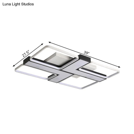Black L Shaped Led Ceiling Mount Light Fixture For Study Room In Warm/White 19’/24.5’/31.5’ W