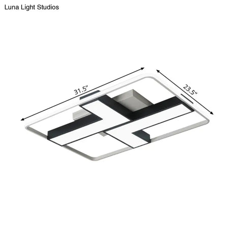 Black L Shaped Led Ceiling Mount Light Fixture For Study Room In Warm/White 19’/24.5’/31.5’ W