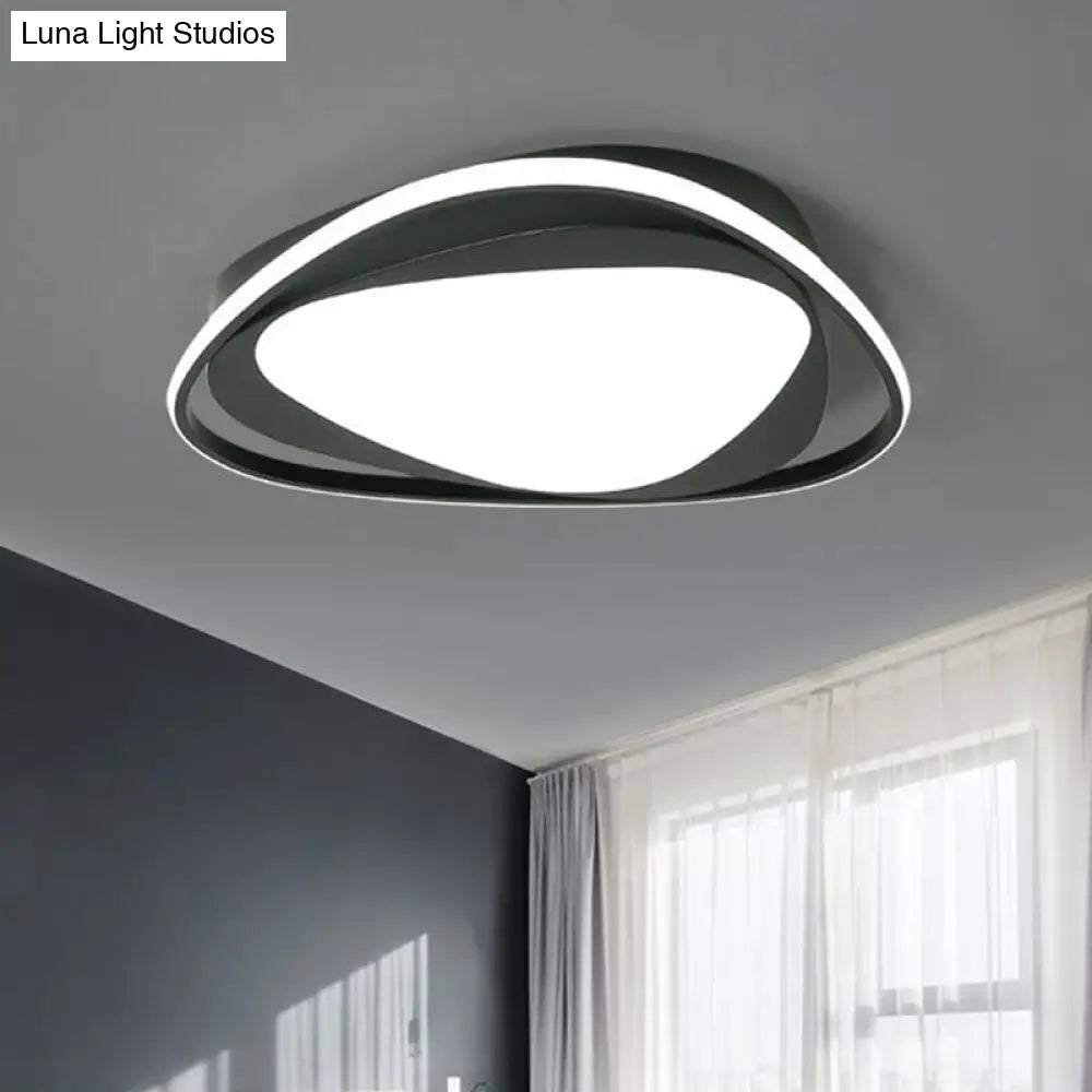 Black Metal Led Flushmount Ceiling Light With Minimalist Triangle Design And Integrated Diffuser