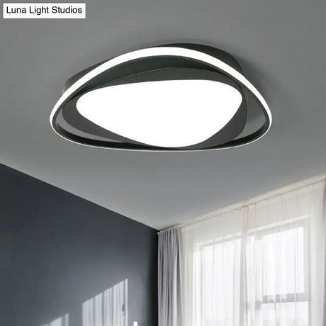 Black Metal Led Flushmount Ceiling Light With Minimalist Triangle Design And Integrated Diffuser